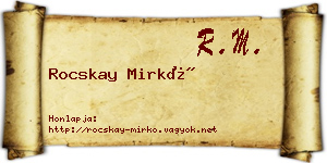 Rocskay Mirkó névjegykártya